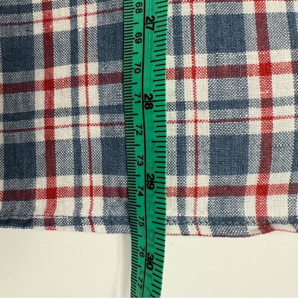 J Crew Baird McNutt Irish Linen Button Down Up Shirt Plaid Large Red Blue - Picture 7 of 10